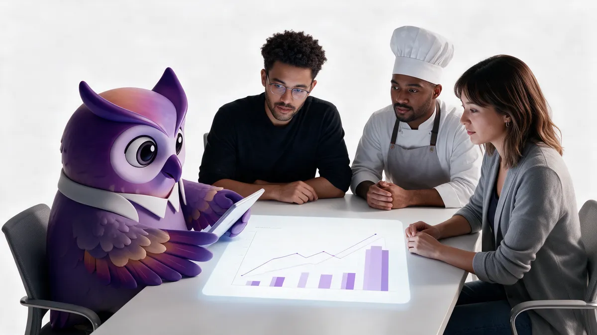 Íris apresentando resultados a uma equipe